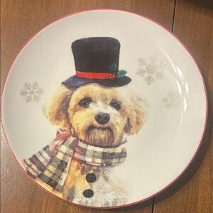 Festive Dog 8” Plate with Top Hat Design (Highland Hounds)
